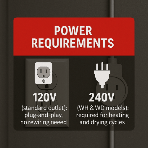 Power requirements for Ozono chambers: 120V and 240V options