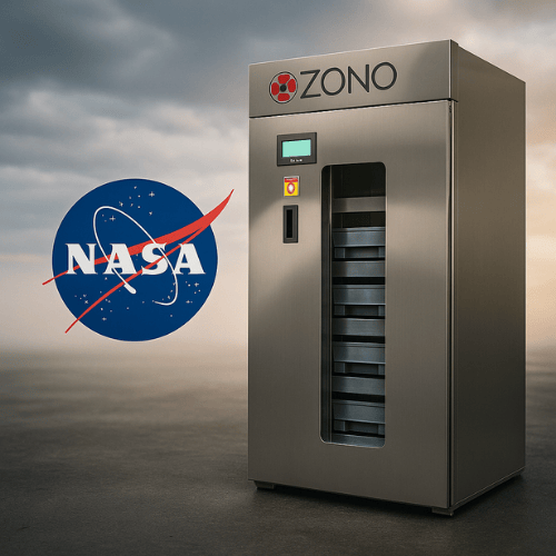 Ozono chamber with NASA logo, representing the partnership between NASA and Ozono technology